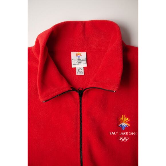 Vintage Salt Lake 2002 Olympics Full Zip Fleece Vest Men's XL Red Mock Neck NWT - Picture 5 of 10